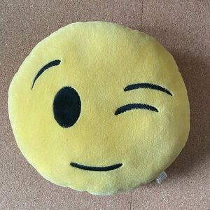Emoji Face Cushion Winking With Smile pillow Round Small